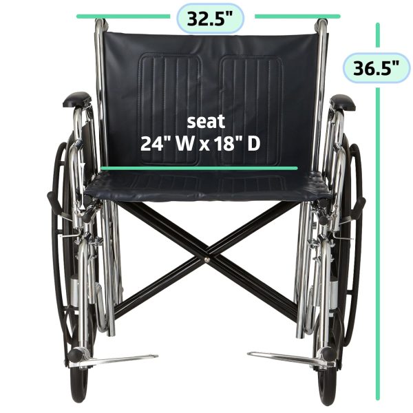 Medline Excel Extra-Wide Bariatric Wheelchair For Adults and Seniors with 24" Wide Seat, Supports up to 500 lbs - Image 6