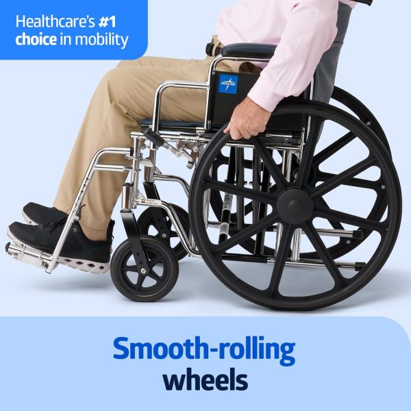 Medline Excel Extra-Wide Bariatric Wheelchair For Adults and Seniors with 24" Wide Seat, Supports up to 500 lbs - Image 2