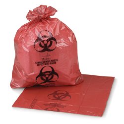 Biohazard Waste Bag Biohazard Symbol / Biohazardous Waste / Infectious Waste 7 to 10 gal. Red 23 X 23 Inch