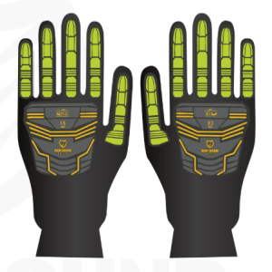 Light-duty knit gloves with nitrile-coated palms and Impact Light Duty TPR impact protection
