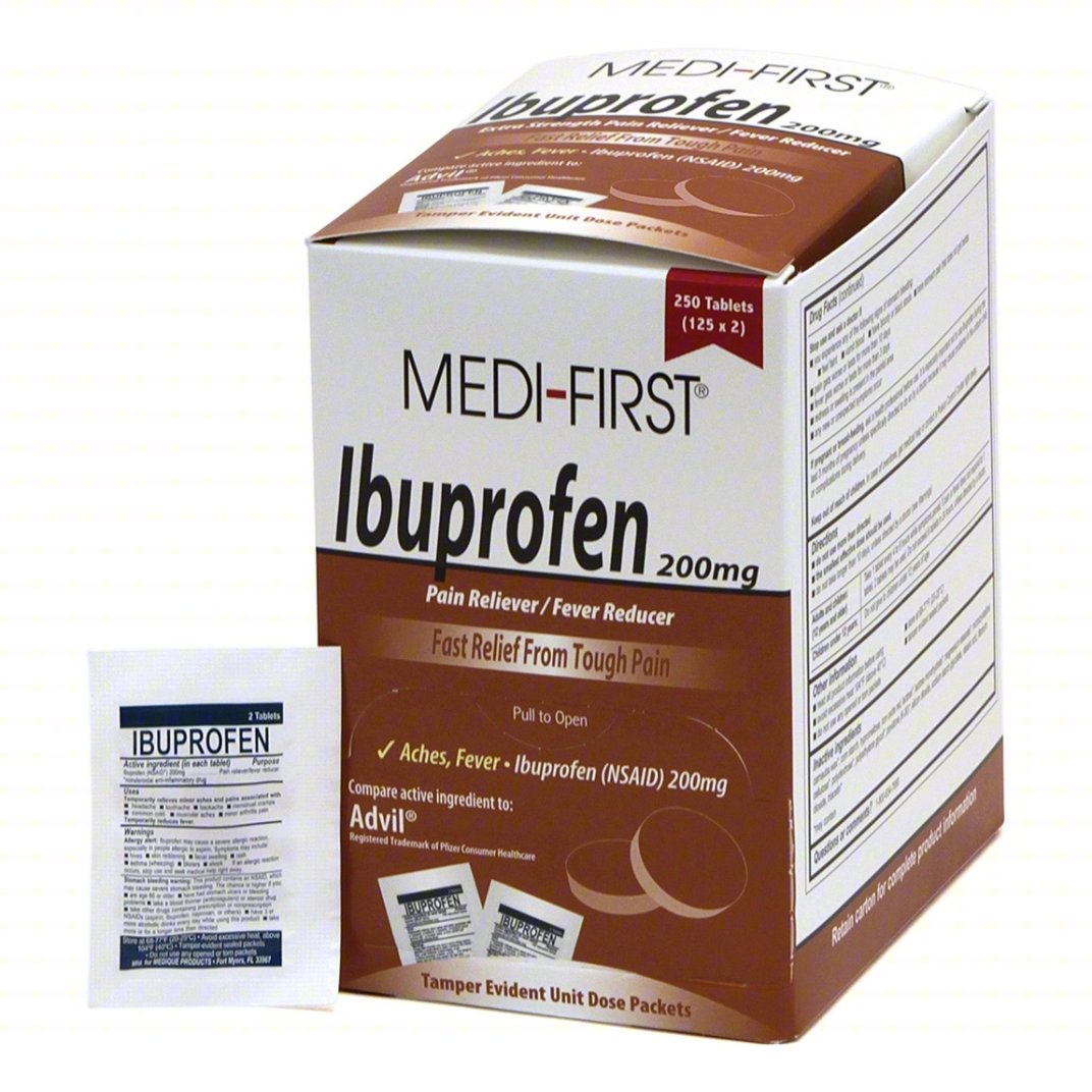 MEDI-FIRST Pain Relief: Ibuprofen, 200 mg, 125 Individual Doses, Tablet